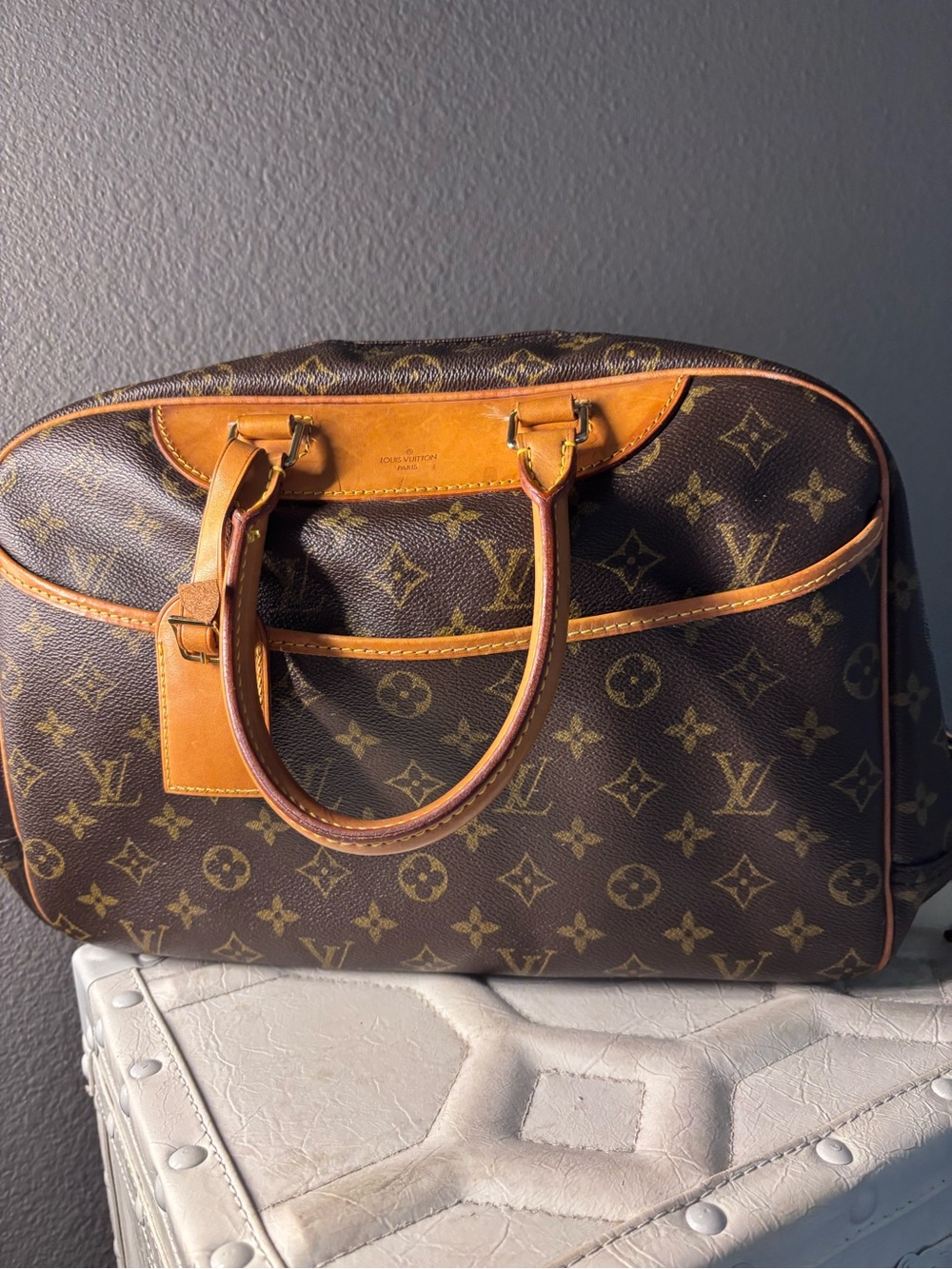 Louis Vuitton Brown Monogram Canvas Duffel with Tan Leather Trim